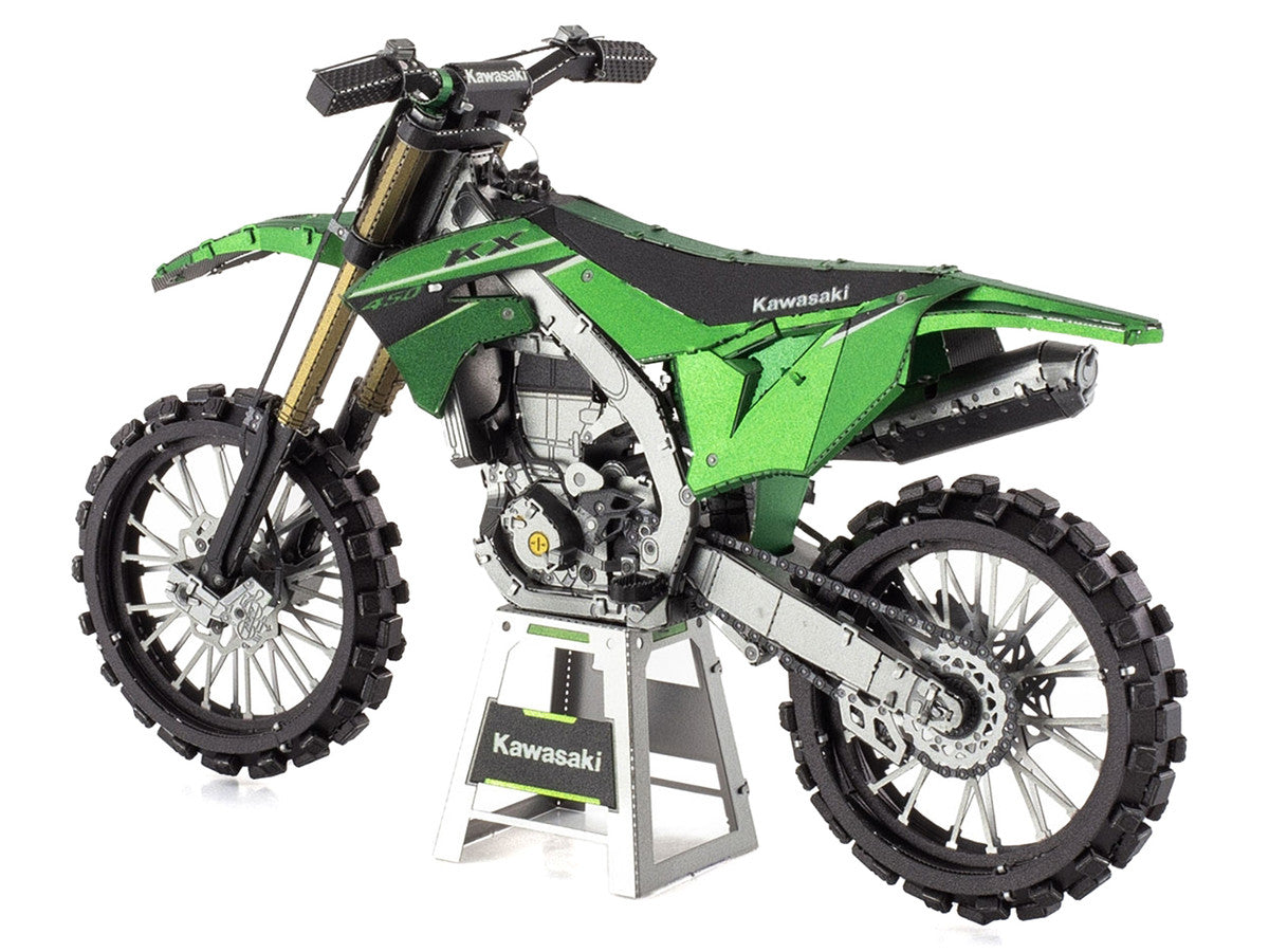 Model Kit Kawasaki KX450 Off-Road Motorcycle Green (Challenging Difficulty) Steel Model by Metal Earth LuxuryLifeWay Online Store