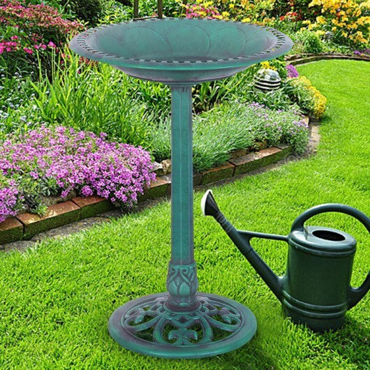 Outdoor Garden Green Pedestal Bird Bath Feeder LuxuryLifeWay Online Store