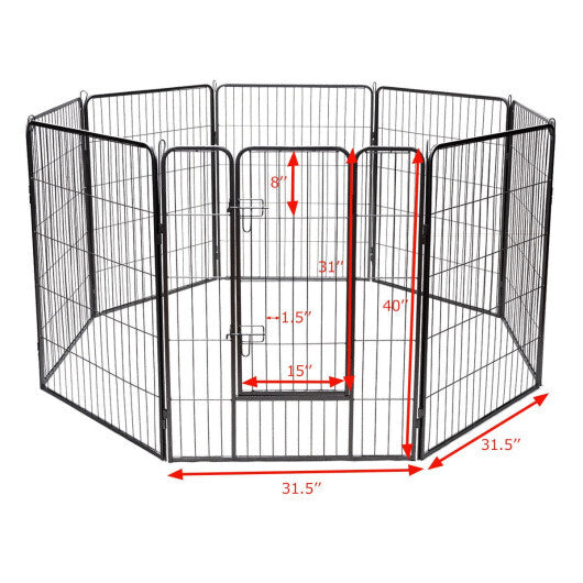 8 Metal Panel Heavy Duty Pet Playpen Dog Fence with Door-48 inches LuxuryLifeWay Online Store