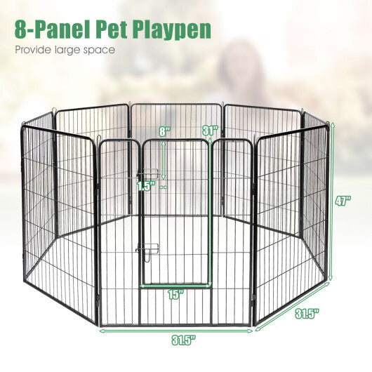 8 Metal Panel Heavy Duty Pet Playpen Dog Fence with Door-48 inches LuxuryLifeWay Online Store