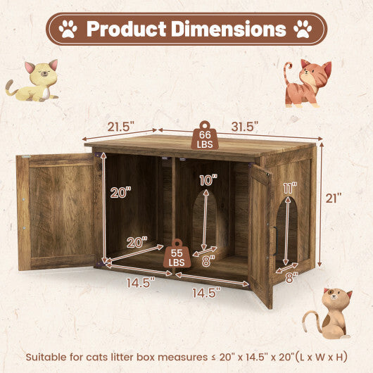 Flip Top Hidden Cat Washroom Furniture with Double Barn Doors and Removable Divider LuxuryLifeWay Online Store