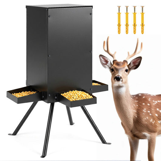 90LB Gravity Deer Feeder with 4 Feeding Trays and 4-Leg Stand-Black LuxuryLifeWay Online Store