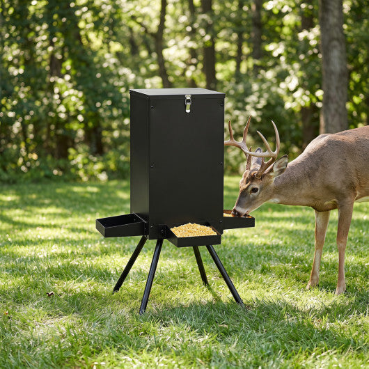 90LB Gravity Deer Feeder with 4 Feeding Trays and 4-Leg Stand-Black LuxuryLifeWay Online Store