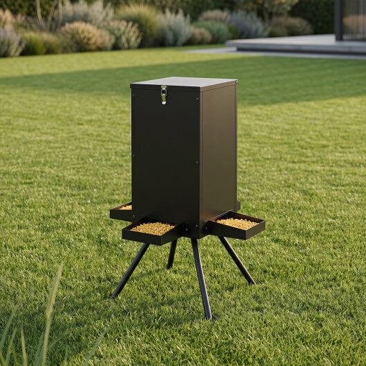90LB Gravity Deer Feeder with 4 Feeding Trays and 4-Leg Stand-Black LuxuryLifeWay Online Store