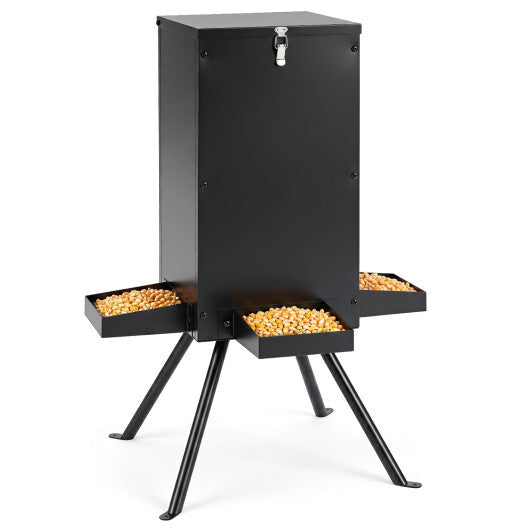 90LB Gravity Deer Feeder with 4 Feeding Trays and 4-Leg Stand-Black LuxuryLifeWay Online Store
