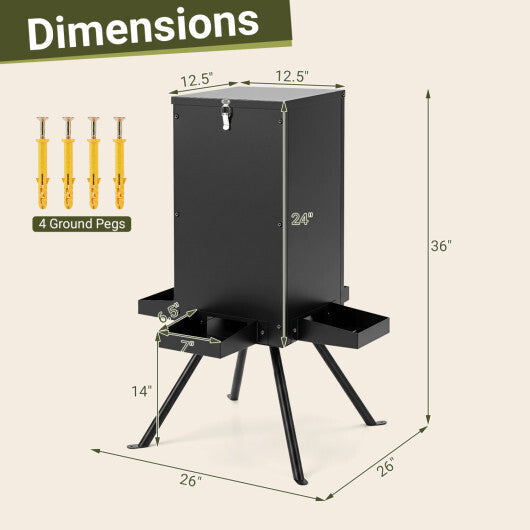90LB Gravity Deer Feeder with 4 Feeding Trays and 4-Leg Stand-Black LuxuryLifeWay Online Store
