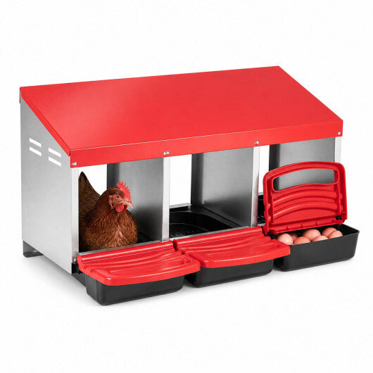 3-Compartment Roll Away Chicken Nesting Box for Egg Collection with Removable Trays and Landing Steps-Green LuxuryLifeWay Online Store