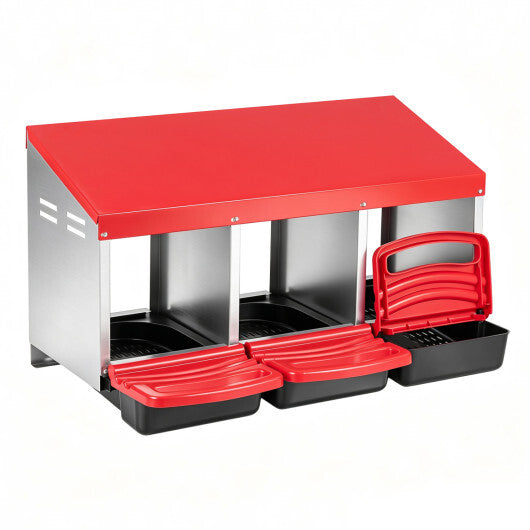 3-Compartment Roll Away Chicken Nesting Box for Egg Collection with Removable Trays and Landing Steps-Green LuxuryLifeWay Online Store