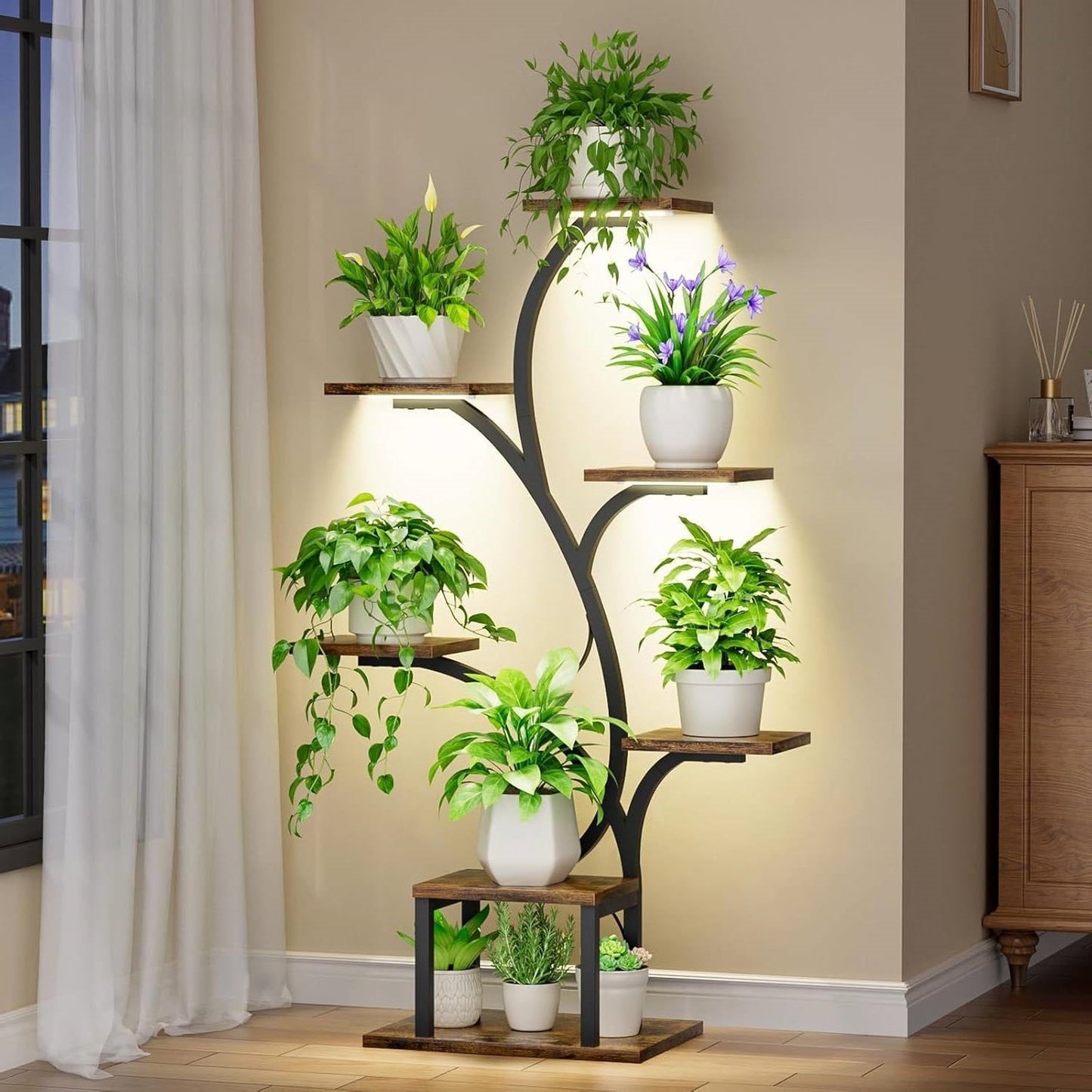 Modern 49-inch Tall Indoor Plant Stand Display Shelf with Grow Lights LuxuryLifeWay Online Store