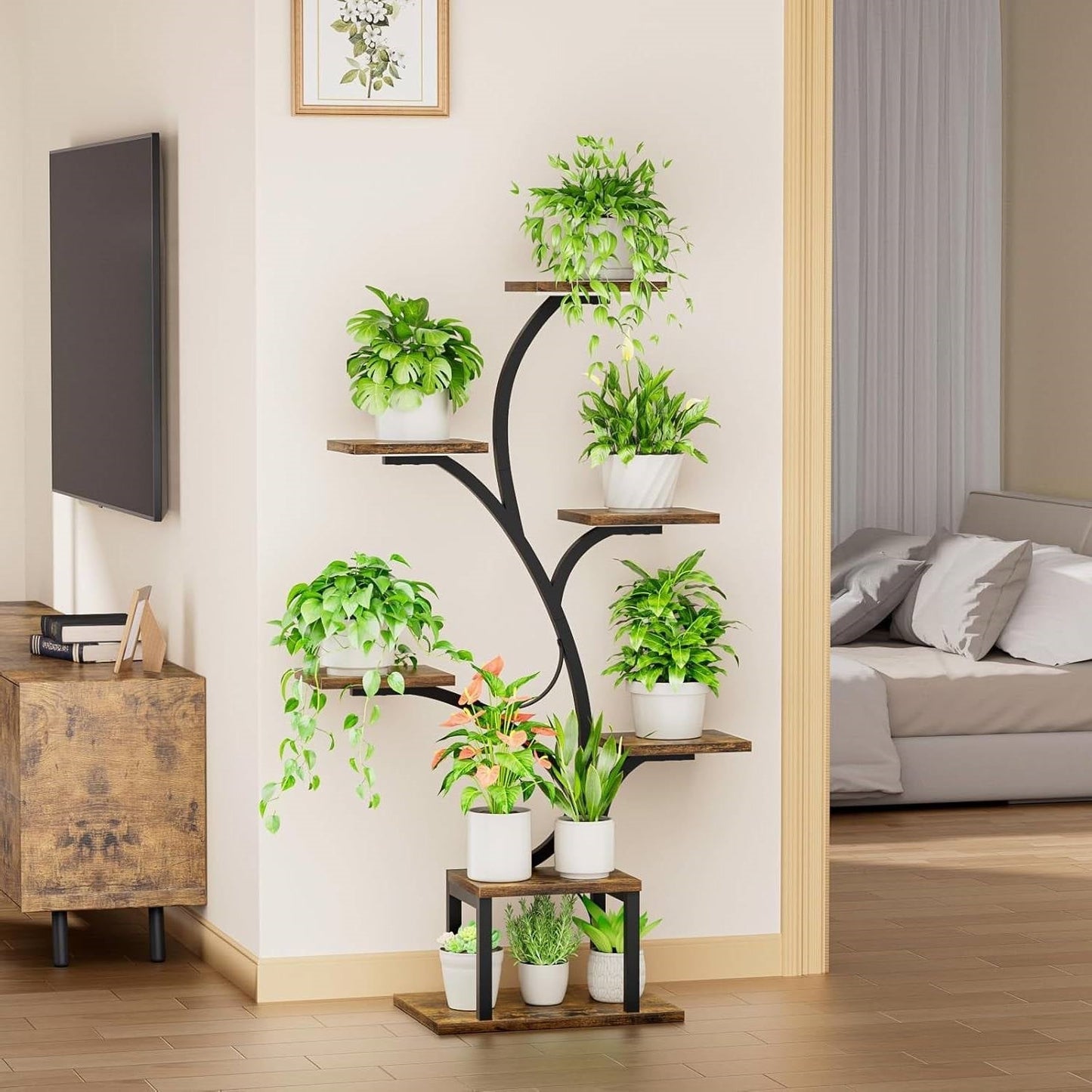 Modern 49-inch Tall Indoor Plant Stand Display Shelf with Grow Lights LuxuryLifeWay Online Store