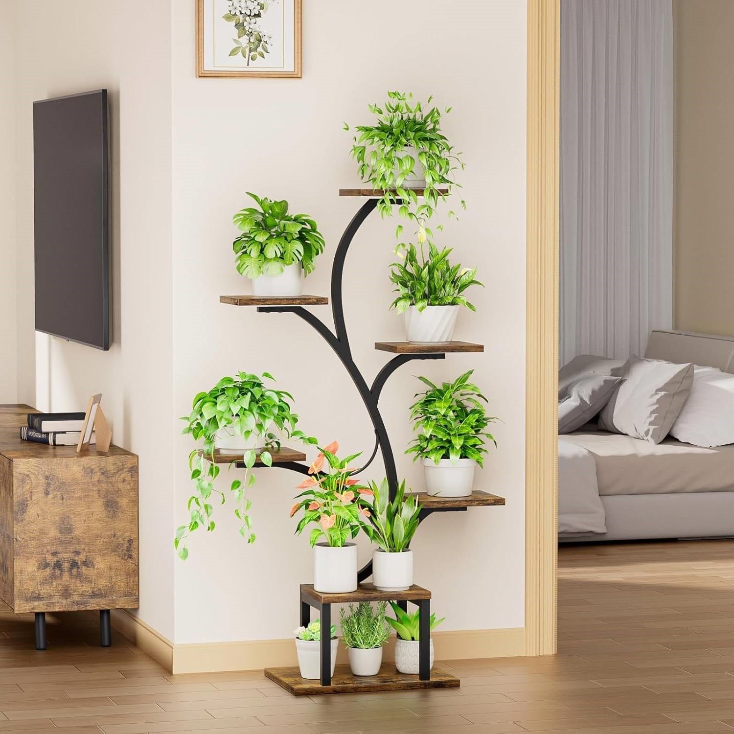 Modern 49-inch Tall Indoor Plant Stand Display Shelf with Grow Lights LuxuryLifeWay Online Store