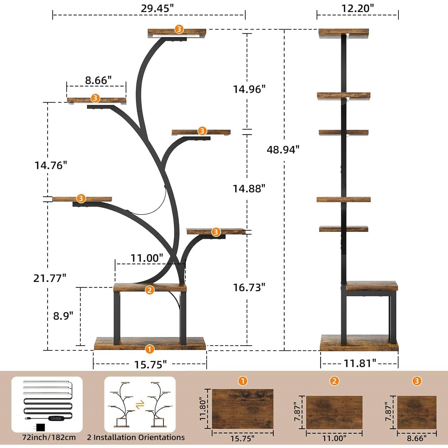 Modern 49-inch Tall Indoor Plant Stand Display Shelf with Grow Lights LuxuryLifeWay Online Store