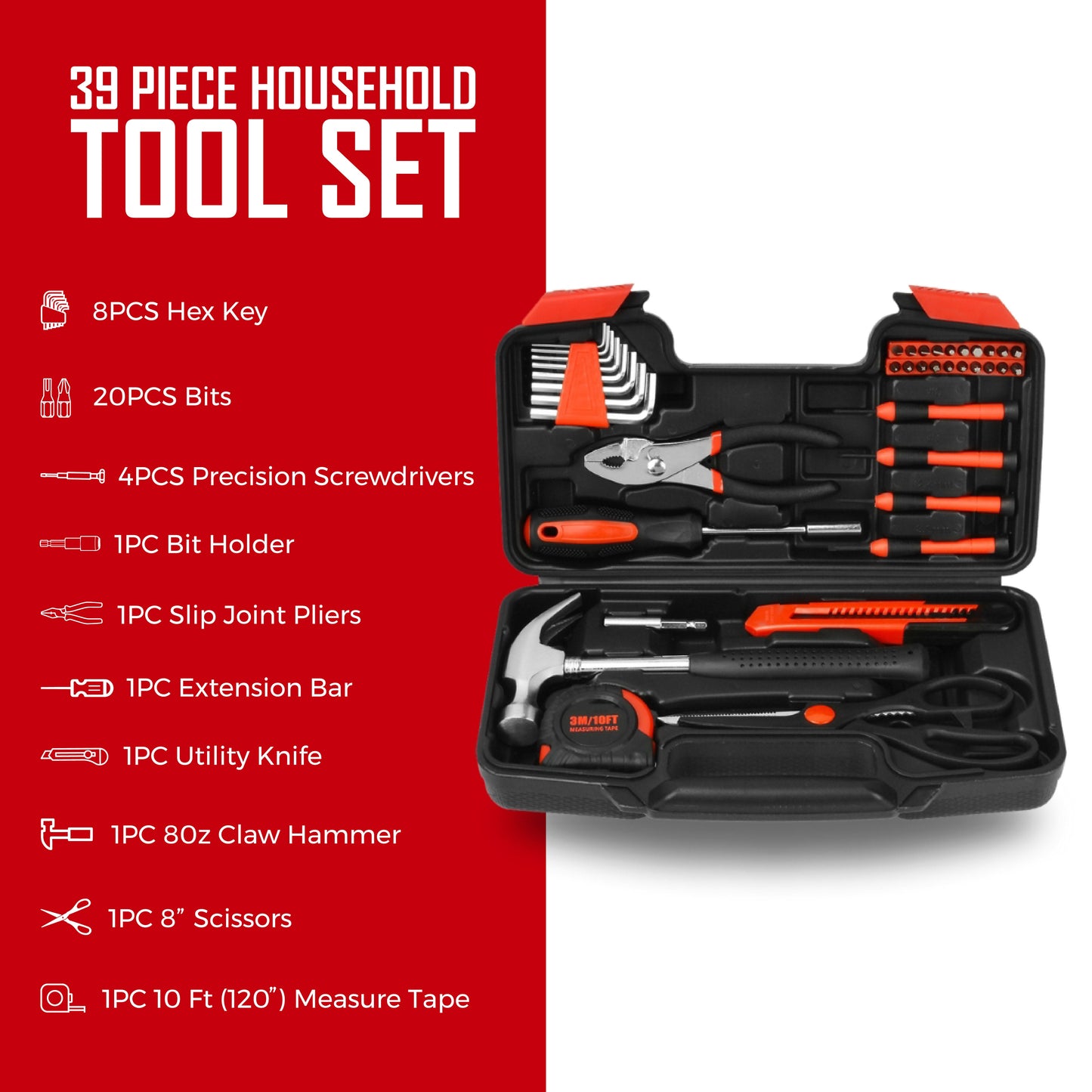 Handy Solutions 39-Piece Household Tool Kit LuxuryLifeWay Online Store
