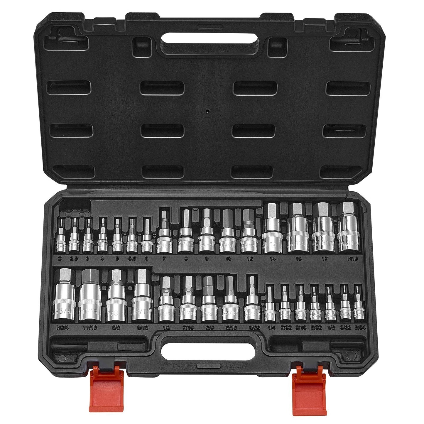Hex Bit Socket Set, 32-Piece, S2 Alloy Steel and Cr-V Steel, Standard SAE and Metric, 1/4 in, 3/8 in, and 1/2 in Drives, with Enhanced Storage Case, Allen Socket Set for Mechanics, Auto Repair LuxuryLifeWay Online Store