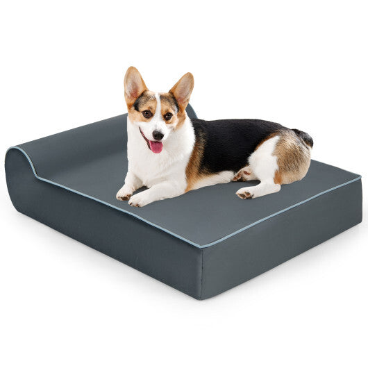 Orthopedic Dog Bed with Headrest and Removable Washable Cover-Grey LuxuryLifeWay Online Store