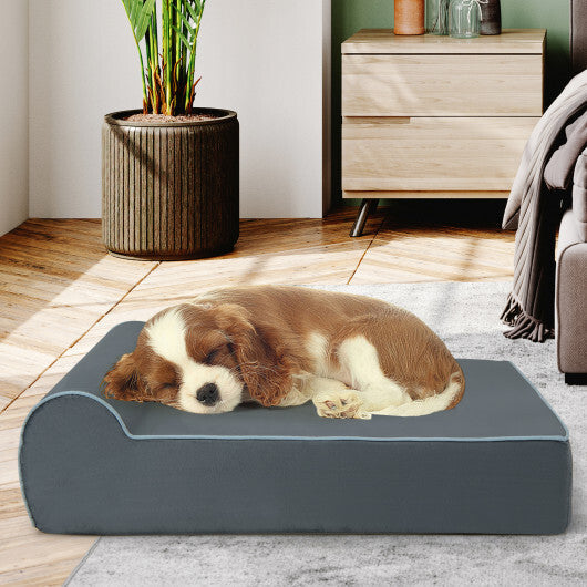 Orthopedic Dog Bed with Headrest and Removable Washable Cover-Grey LuxuryLifeWay Online Store