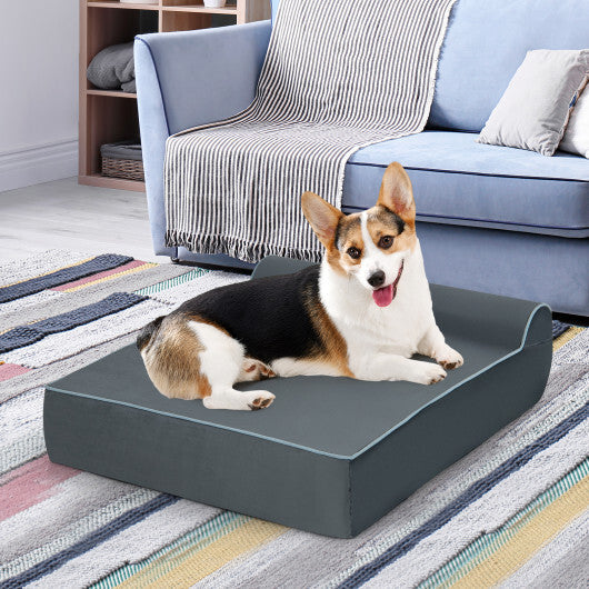 Orthopedic Dog Bed with Headrest and Removable Washable Cover-Grey LuxuryLifeWay Online Store
