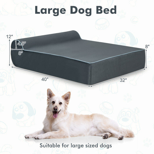 Orthopedic Dog Bed with Headrest and Removable Washable Cover-Grey LuxuryLifeWay Online Store