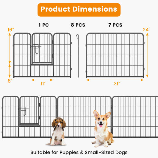8 Panel 24 Inch Height Pet Fence Indoor Outdoor-24 inch LuxuryLifeWay Online Store