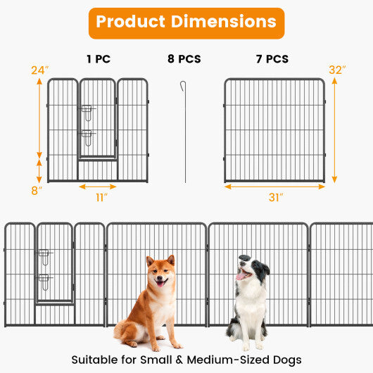 8 Panel 24 Inch Height Pet Fence Indoor Outdoor-24 inch LuxuryLifeWay Online Store
