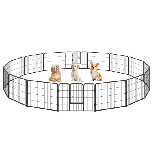 16 Panel 24/32/40 Inches Height Dog Playpen with Lock and Large Door-24 inches LuxuryLifeWay Online Store