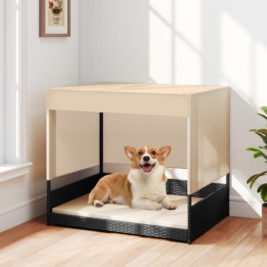 Elevated Wicker Dog House for Small to Medium Breeds-Black LuxuryLifeWay Online Store