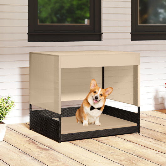 Elevated Wicker Dog House for Small to Medium Breeds-Black LuxuryLifeWay Online Store