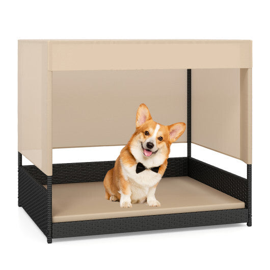 Elevated Wicker Dog House for Small to Medium Breeds-Black LuxuryLifeWay Online Store