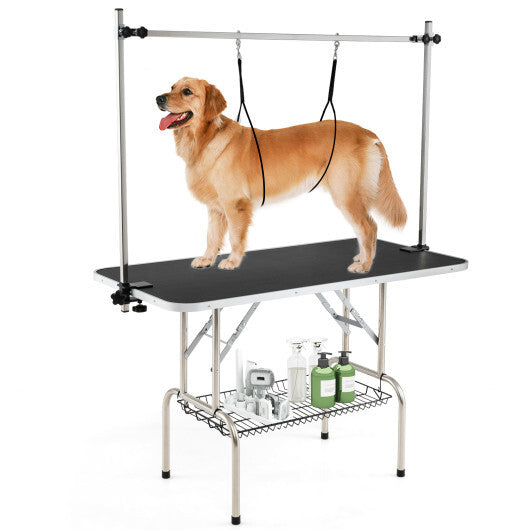 Foldable Dog Grooming Table with Height Adjustable Arms-Black LuxuryLifeWay Online Store