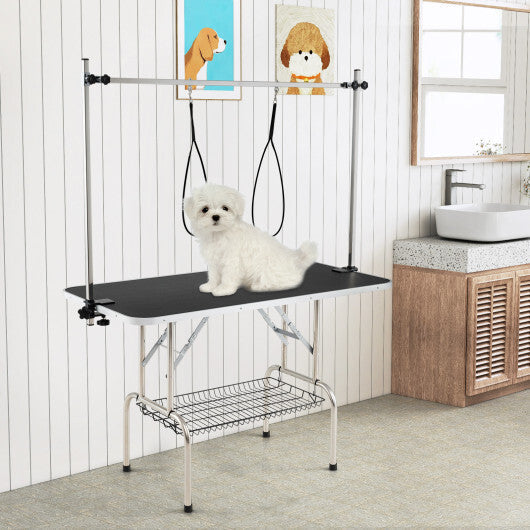 Foldable Dog Grooming Table with Height Adjustable Arms-Black LuxuryLifeWay Online Store