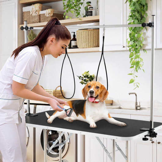 Foldable Dog Grooming Table with Height Adjustable Arms-Black LuxuryLifeWay Online Store