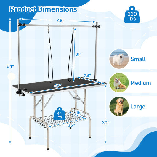 Foldable Dog Grooming Table with Height Adjustable Arms-Black LuxuryLifeWay Online Store