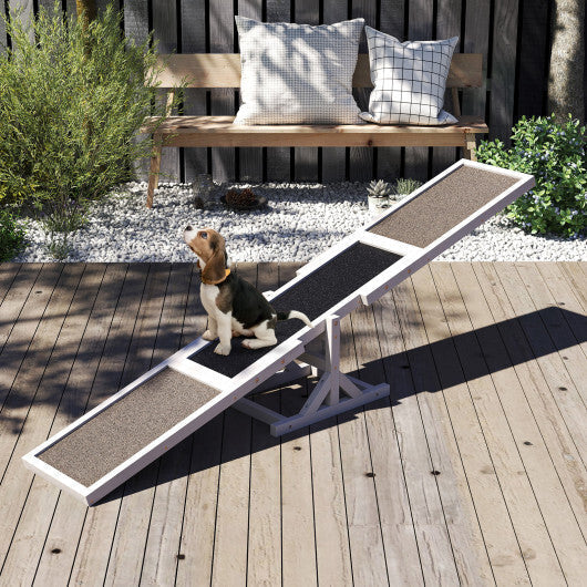 Wooden Dog Agility Seesaw Dog Outdoor Run Game Toy for Obstacle Courses-White LuxuryLifeWay Online Store