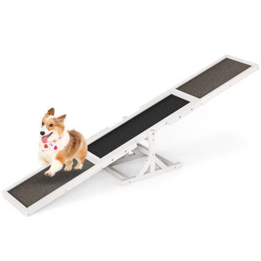 Wooden Dog Agility Seesaw Dog Outdoor Run Game Toy for Obstacle Courses-White LuxuryLifeWay Online Store