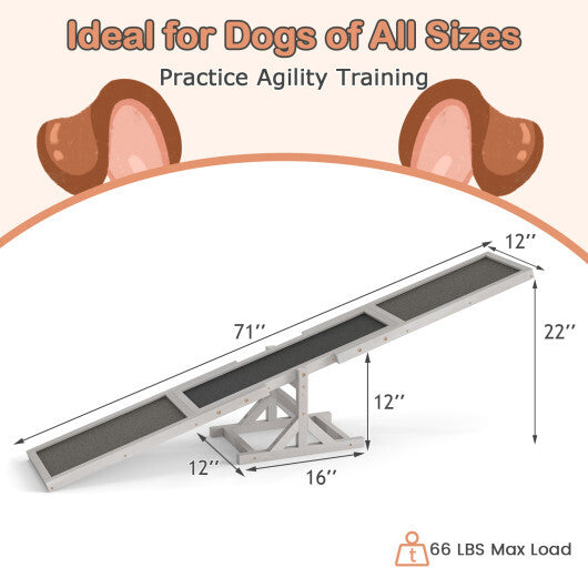 Wooden Dog Agility Seesaw Dog Outdoor Run Game Toy for Obstacle Courses-White LuxuryLifeWay Online Store