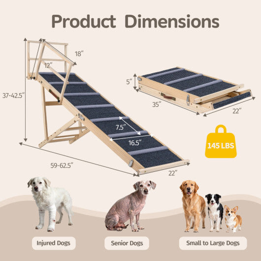 6-level Height Adjustable Foldable Dog Ramp for High Bed Couch-Dark Gray LuxuryLifeWay Online Store