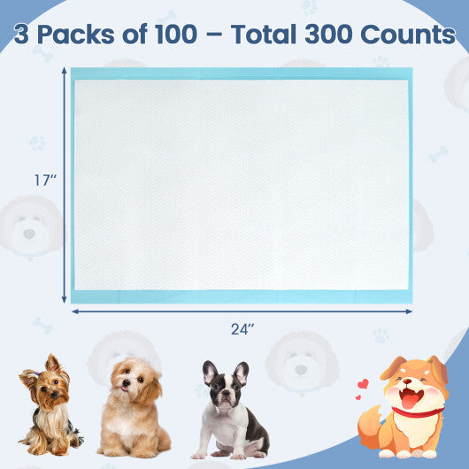Dog and Puppy Pee Pads 24" x 17" (300 Counts) for Potty Training-Blue LuxuryLifeWay Online Store