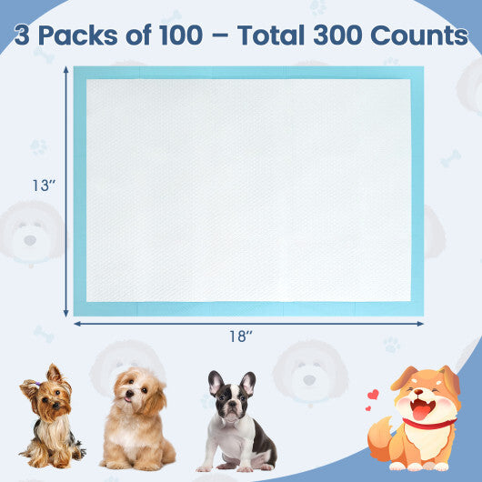 Dog and Puppy Pee Pads 18" x 13" (300 Counts) for Potty Training-Blue LuxuryLifeWay Online Store