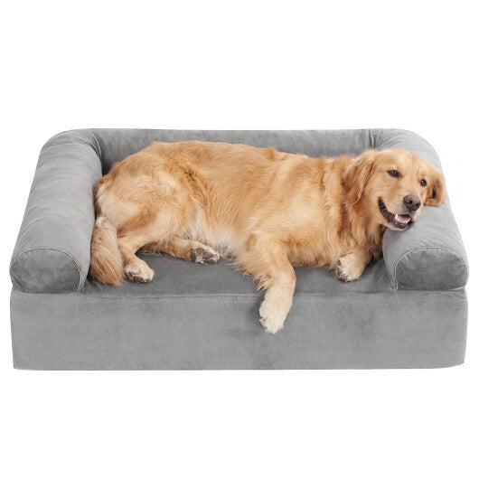 Cooling Gel Memory Foam Dog Bed for Medium Dogs with Washable Cover-Light Gray LuxuryLifeWay Online Store