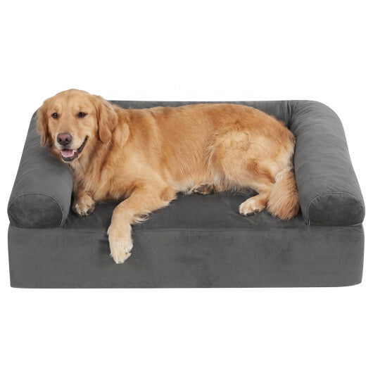 Cooling Gel Memory Foam Dog Bed for Medium Dogs with Washable Cover-Light Gray LuxuryLifeWay Online Store