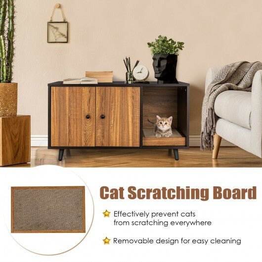 Cat Litter Box Enclosure with Divider and Double Doors-Coffee - Color: Brown LuxuryLifeWay Online Store