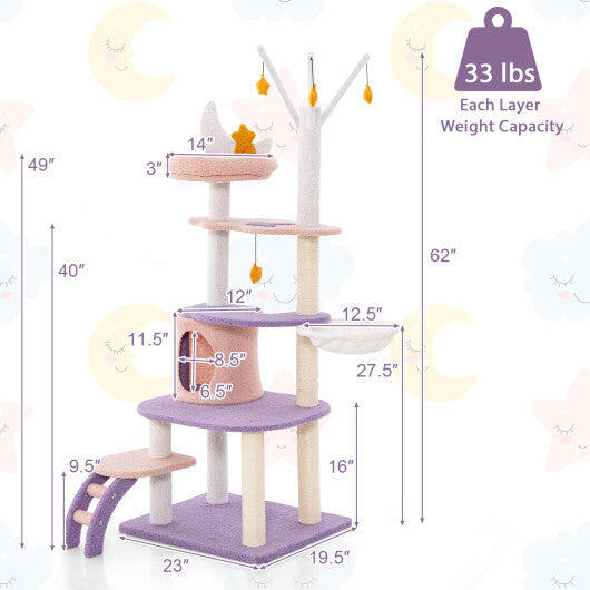 Multi-level Cat Tower with Sisal Covered Scratching Posts-M LuxuryLifeWay Online Store