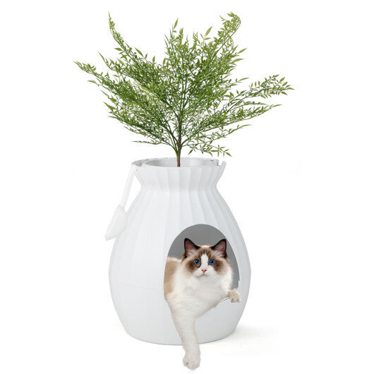 Smart Plant Cat Litter Box with Electronic Odor Removal and Sterilization-White LuxuryLifeWay Online Store