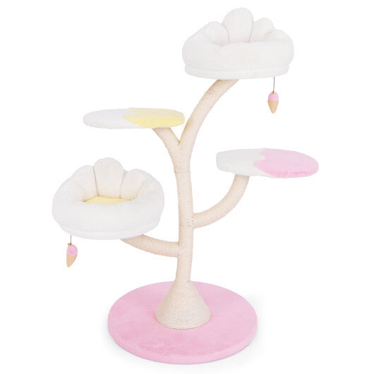Multi-Layer Cat Tree Cat Tower with 2 Cat Perches 2 Platforms-Pink LuxuryLifeWay Online Store