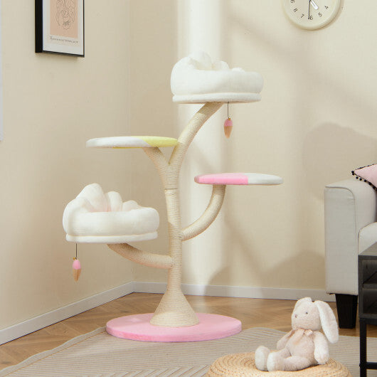 Multi-Layer Cat Tree Cat Tower with 2 Cat Perches 2 Platforms-Pink LuxuryLifeWay Online Store