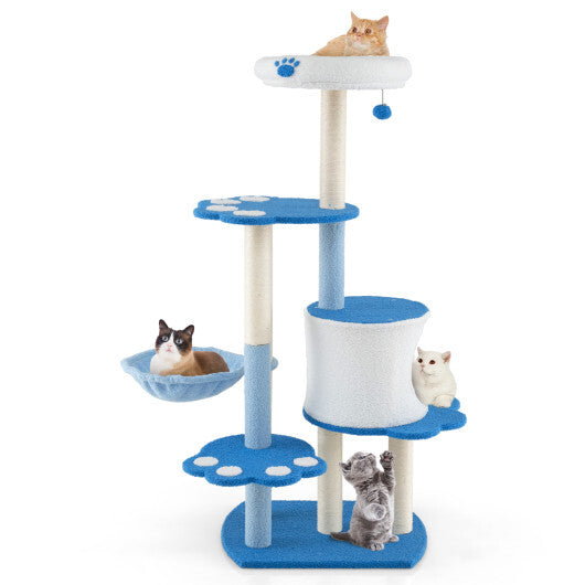 54 Inches Tall Modern Cat Tree Tower for Indoor Cats-Blue LuxuryLifeWay Online Store