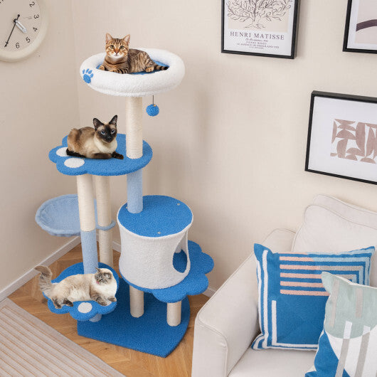 54 Inches Tall Modern Cat Tree Tower for Indoor Cats-Blue LuxuryLifeWay Online Store