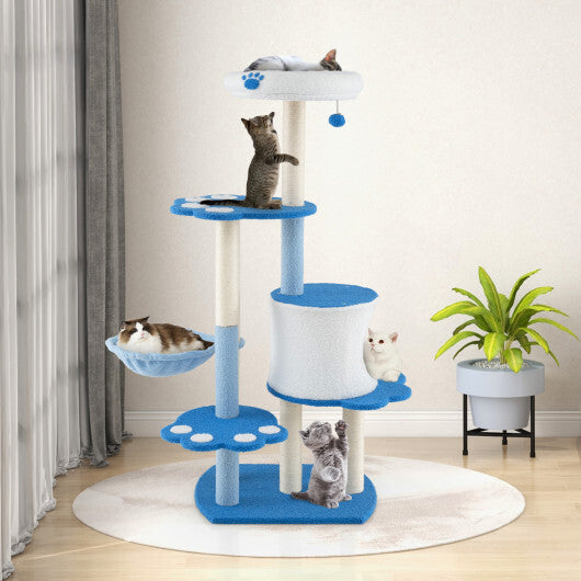 54 Inches Tall Modern Cat Tree Tower for Indoor Cats-Blue LuxuryLifeWay Online Store