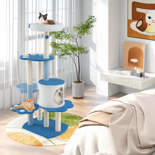 54 Inches Tall Modern Cat Tree Tower for Indoor Cats-Blue LuxuryLifeWay Online Store