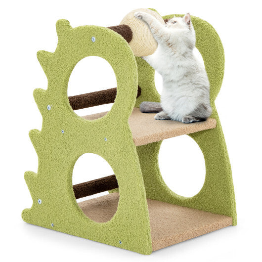 2-Tier Modern Cat Tree for Indoor Cats with Rotatable Sisal Scratching Ball-Green LuxuryLifeWay Online Store